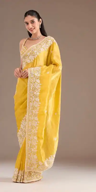 BT 1265 Yellow Color Gold Crush Sequins Work Fancy Border Saree Casual, Wedding, Festive, Events . Expected Delivery  4-6 Working Days @2249/- only                                                                                                                                           | Designer Sarees, Embroidered Sarees, Sarees, Bollywood Sarees, Creative Sarees, Ethnic Saree, Modern Digital sarees, Party Wear Sarees