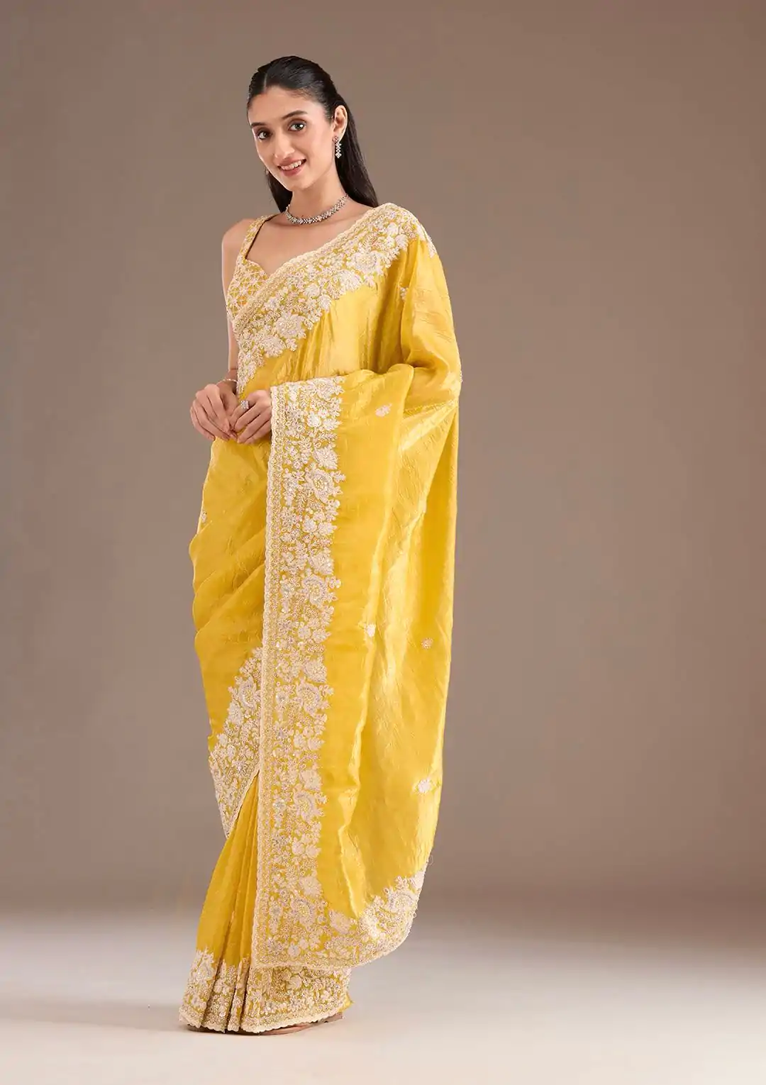 BT 1265 Yellow Color Gold Crush Sequins Work Fancy Border Saree Casual, Wedding, Festive, Events . Expected Delivery  4-6 Working Days @2249/- only                                                                                                                                           | Designer Sarees, Embroidered Sarees, Sarees, Bollywood Sarees, Creative Sarees, Ethnic Saree, Modern Digital sarees, Party Wear Sarees