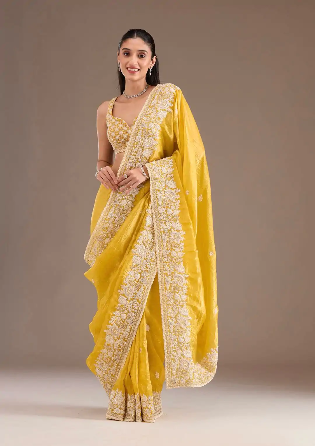 BT 1265 Yellow Color Gold Crush Sequins Work Fancy Border Saree Casual, Wedding, Festive, Events . Expected Delivery  4-6 Working Days @2249/- only                                                                                                                                           | Designer Sarees, Embroidered Sarees, Sarees, Bollywood Sarees, Creative Sarees, Ethnic Saree, Modern Digital sarees, Party Wear Sarees