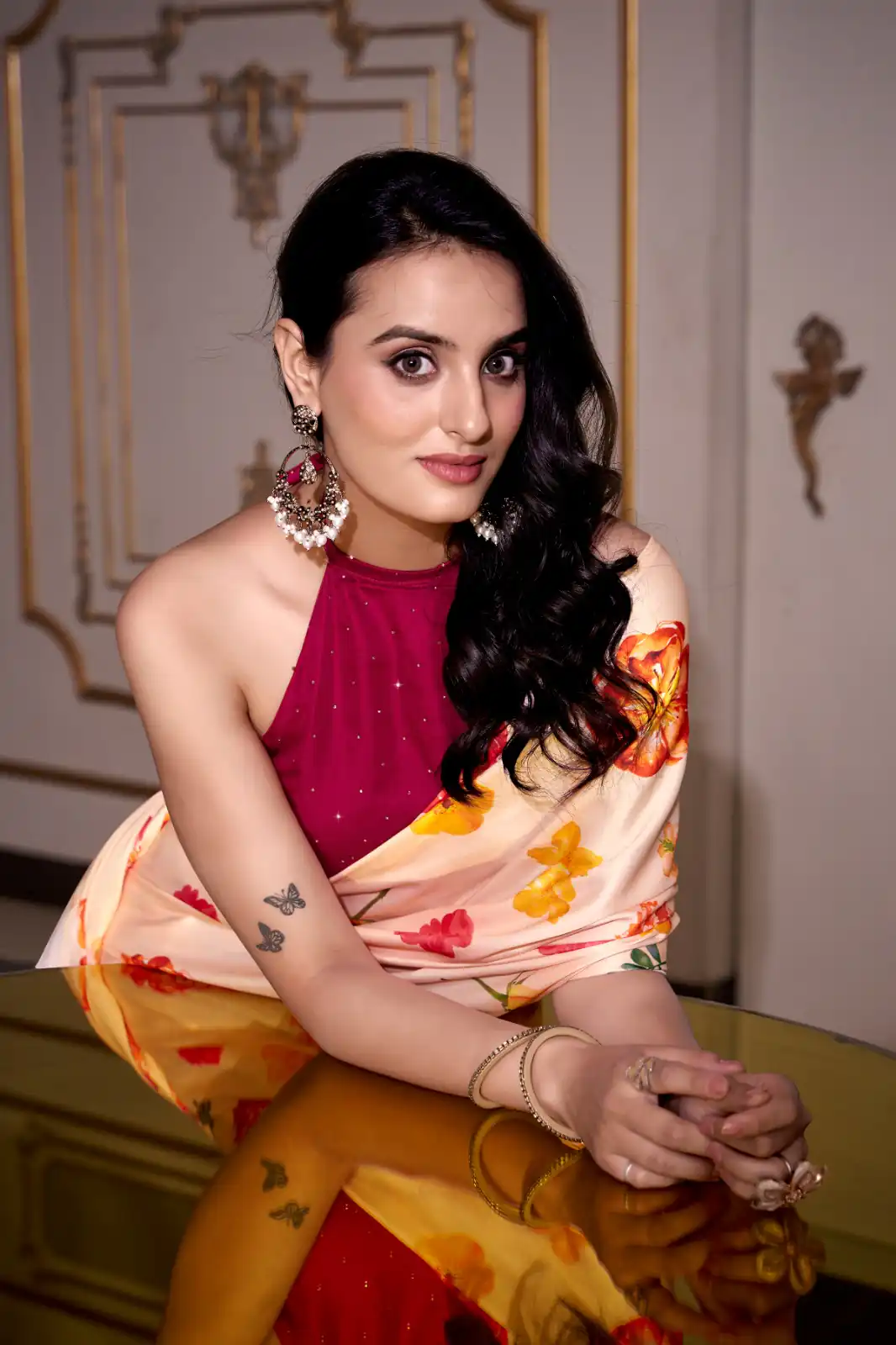 YNF 7026 Cream Color Satin Silk Printed Saree Casual, Wedding, Festive, Events . Expected Delivery  4-6 Working Days @1599/- only                                                                                                                                           | Designer Sarees, Embroidered Sarees, Sarees, Bollywood Sarees, Creative Sarees, Ethnic Saree, Modern Digital sarees, Party Wear Sarees