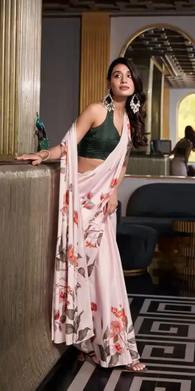 YNF 7026 White Color Satin Silk Printed Saree Casual, Wedding, Festive, Events . Expected Delivery 4-6 Working Days @1599/- only | Designer Sarees, Sarees, Bollywood Sarees, Creative Sarees, Embroidered Sarees, Ethnic Saree, Modern Digital sarees, Party Wear Sarees