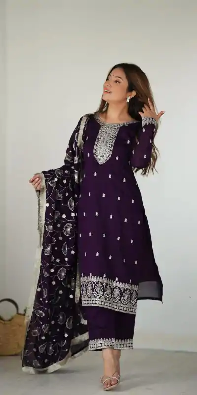KB 276 Purple Color Rangoli Silk Sequence Jari Work Salwar Suit Casual, Wedding, Party, Festive, Events Etc.4-6 Working Days@ 2049/-only | Casual Suits, Jump Suits, Salwar suit, Creative suits, Designer Suits, Palazzo Suits, Party Wear Suits, Patiala Suits, Straight Suits