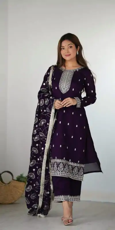 KB 276 Purple Color Rangoli Silk Sequence Jari Work Salwar Suit Casual, Wedding, Party, Festive, Events Etc.4-6 Working Days@ 2049/-only | Casual Suits, Jump Suits, Salwar suit, Creative suits, Designer Suits, Palazzo Suits, Party Wear Suits, Patiala Suits, Straight Suits