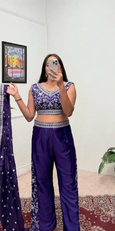 ST 1089 Purple Color Chinon Embroidery Work Salwar Suit Casual, Wedding, Festive, Events . Expected Delivery  4-6 Working Days @1999/- only      | Casual Suits, Jump Suits, Salwar suit, Creative suits, Designer Suits, Palazzo Suits, Party Wear Suits, Patiala Suits, Straight Suits