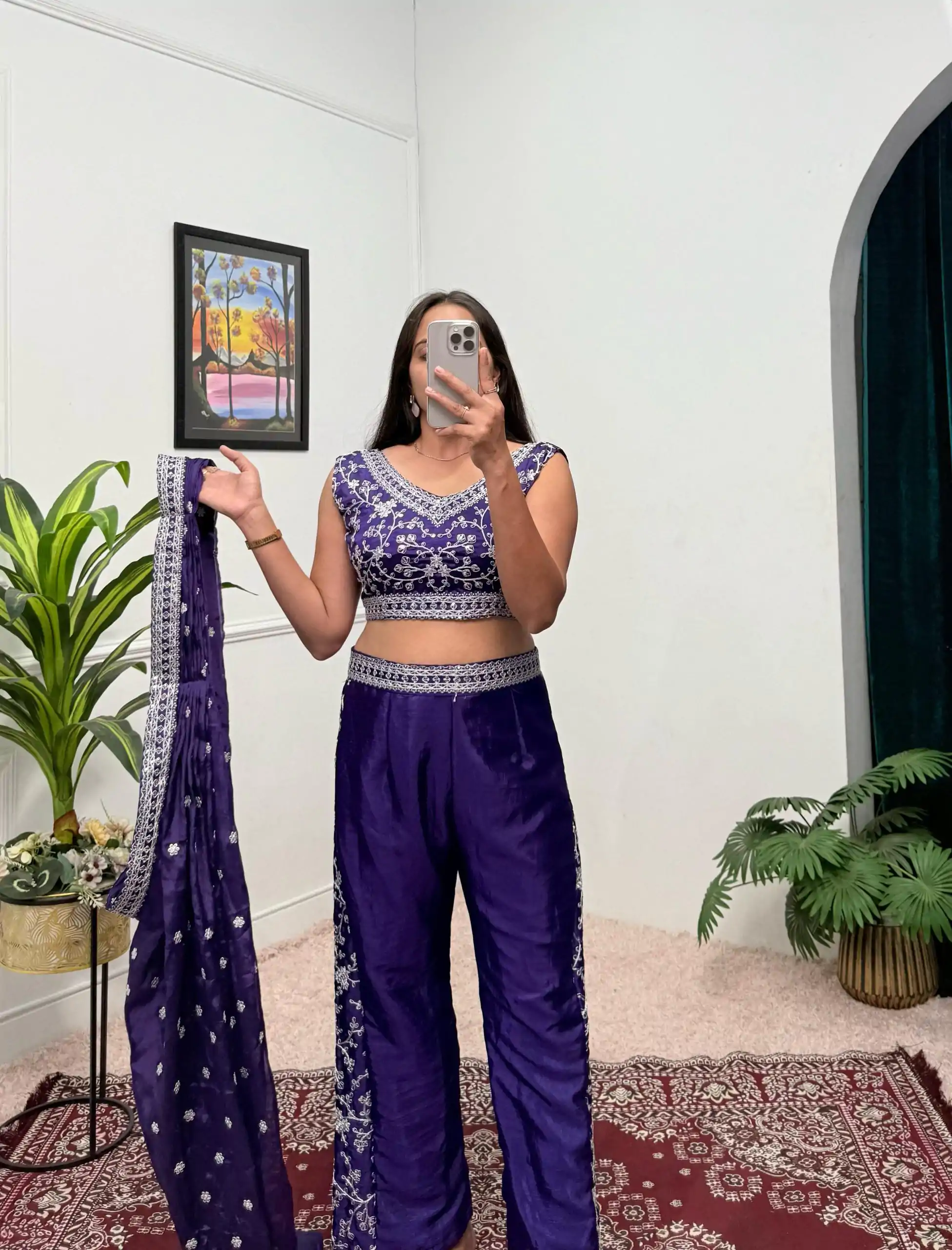 ST 1089 Purple Color Chinon Embroidery Work Salwar Suit Casual, Wedding, Festive, Events . Expected Delivery  4-6 Working Days @1999/- only      | Casual Suits, Jump Suits, Salwar suit, Creative suits, Designer Suits, Palazzo Suits, Party Wear Suits, Patiala Suits, Straight Suits