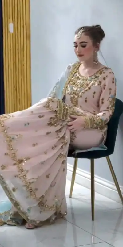 VLM 170 Baby Pink color Foix Georgette Embroidery Salwar Suit Casual, Wedding, Party, Festive, Events . Expected Delivery 4-6 Working Days @2199/- | Casual Suits, Jump Suits, Salwar suit, Creative suits, Designer Suits, Palazzo Suits, Party Wear Suits, Patiala Suits, Straight Suits