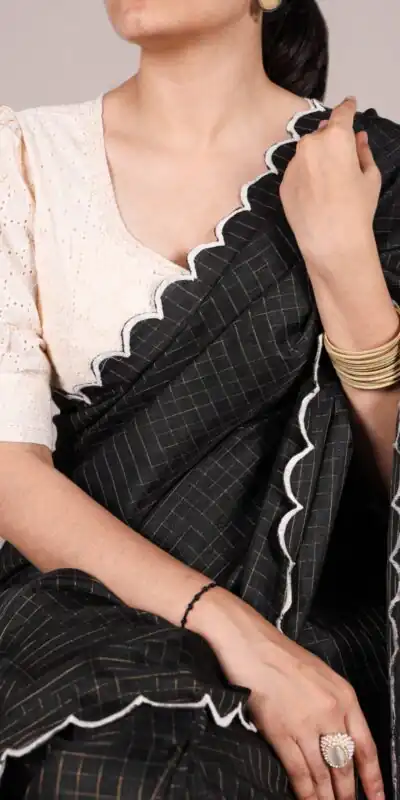 YNF 7105 Black Color Gadhawal Chex Arca Work Saree Casual, Wedding, Festive, Events . Expected Delivery  4-6 Working Days @1599/- only                                                                                | Designer Sarees, Embroidered Sarees, Sarees, Bollywood Sarees, Creative Sarees, Ethnic Saree, Modern Digital sarees, Party Wear Sarees