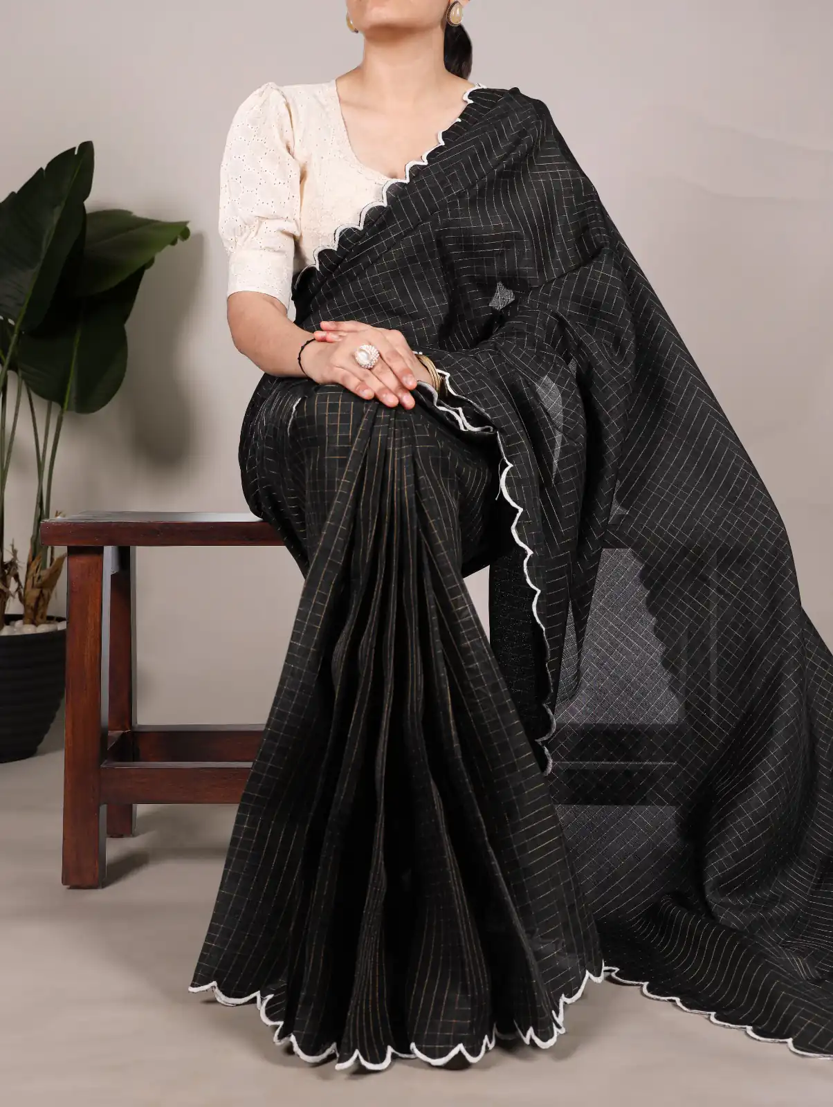 YNF 7105 Black Color Gadhawal Chex Arca Work Saree Casual, Wedding, Festive, Events . Expected Delivery  4-6 Working Days @1599/- only                                                                                | Designer Sarees, Embroidered Sarees, Sarees, Bollywood Sarees, Creative Sarees, Ethnic Saree, Modern Digital sarees, Party Wear Sarees