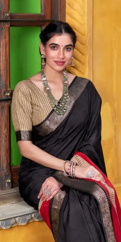 YNF 7049 Black Color Poly Cotton Printed With Zari Weaving Work Saree Casual, Wedding, Festive, Events . Expected Delivery  4-6 Working Days @1699/- only                                                                                | Designer Sarees, Embroidered Sarees, Sarees, Bollywood Sarees, Creative Sarees, Ethnic Saree, Modern Digital sarees, Party Wear Sarees