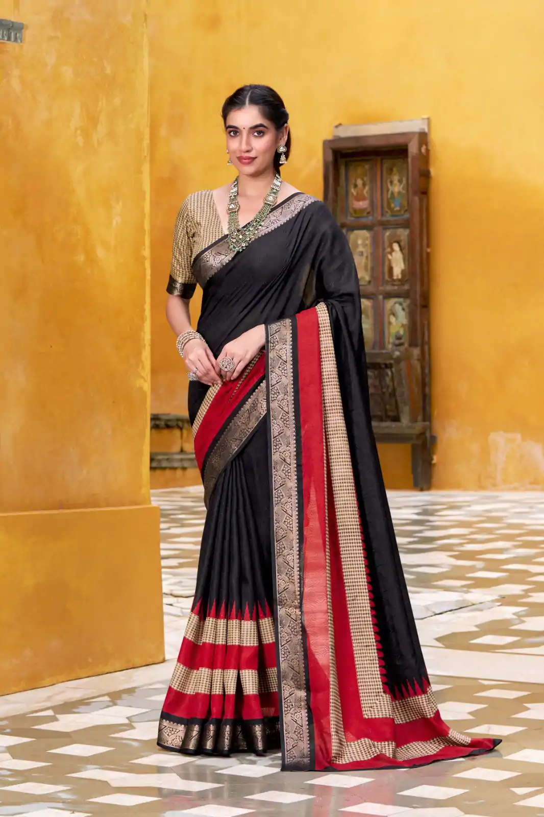 YNF 7049 Black Color Poly Cotton Printed With Zari Weaving Work Saree Casual, Wedding, Festive, Events . Expected Delivery  4-6 Working Days @1699/- only                                                                                | Designer Sarees, Embroidered Sarees, Sarees, Bollywood Sarees, Creative Sarees, Ethnic Saree, Modern Digital sarees, Party Wear Sarees