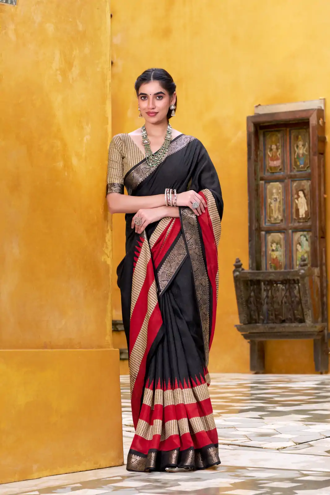 YNF 7049 Black Color Poly Cotton Printed With Zari Weaving Work Saree Casual, Wedding, Festive, Events . Expected Delivery  4-6 Working Days @1699/- only                                                                                | Designer Sarees, Embroidered Sarees, Sarees, Bollywood Sarees, Creative Sarees, Ethnic Saree, Modern Digital sarees, Party Wear Sarees