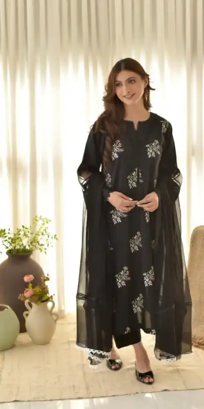 LG 1951 Black Color Roman Silk Embroidery Work On Front Side Salwar Suit Casual, Wedding, Festive, Events . Expected Delivery  4-6 Working Days @1999/- only      | Casual Suits, Jump Suits, Salwar suit, Creative suits, Designer Suits, Palazzo Suits, Party Wear Suits, Patiala Suits, Straight Suits