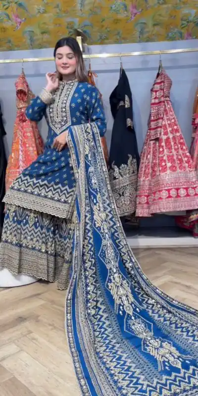 LG 1995 Blue Color Chinon Digital Print diamond Mirror WorkSalwar Suit Casual, Wedding, Festive, Events . Expected Delivery  4-6 Working Days @1999/- only      | Casual Suits, Jump Suits, Salwar suit, Creative suits, Designer Suits, Palazzo Suits, Party Wear Suits, Patiala Suits, Straight Suits