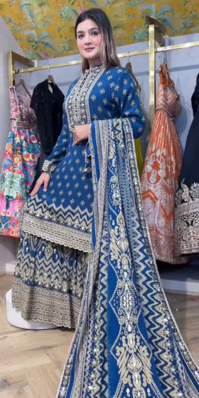 LG 1995 Blue Color Chinon Digital Print diamond Mirror WorkSalwar Suit Casual, Wedding, Festive, Events . Expected Delivery  4-6 Working Days @1999/- only      | Casual Suits, Jump Suits, Salwar suit, Creative suits, Designer Suits, Palazzo Suits, Party Wear Suits, Patiala Suits, Straight Suits