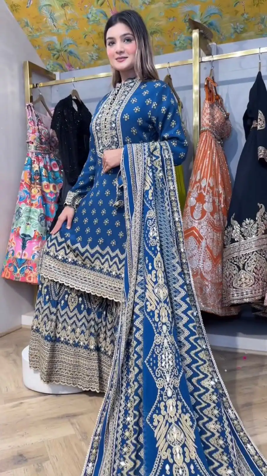 LG 1995 Blue Color Chinon Digital Print diamond Mirror WorkSalwar Suit Casual, Wedding, Festive, Events . Expected Delivery  4-6 Working Days @1999/- only      | Casual Suits, Jump Suits, Salwar suit, Creative suits, Designer Suits, Palazzo Suits, Party Wear Suits, Patiala Suits, Straight Suits