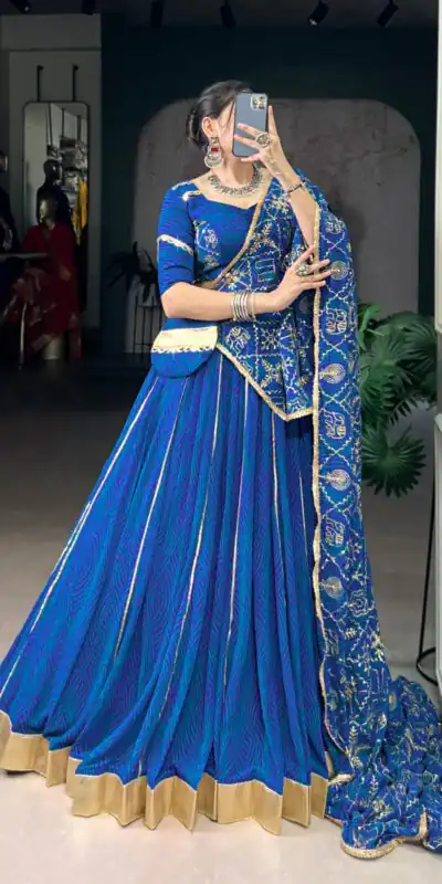 LNB 1701 Blue Color Georgette Bandhej Print And Embossed Lace Lehenga Choli Wedding, Party, Festive, Events Etc. Delivery 4-6 Working Days Rs 3999 | Lehenga, Bollywood Lehenga, Creative Lehenga, Designer Lehenga, Embroidered Lehenga, Party Wear Lehenga