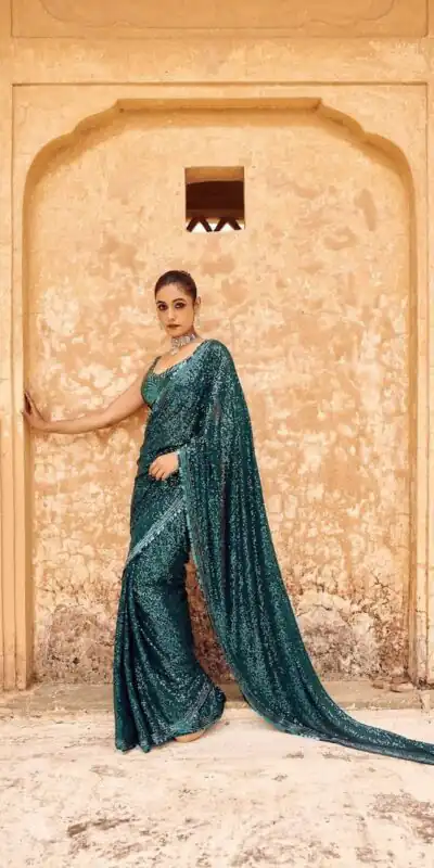 DF 3433 Blue Color Georgette 5mm Khichdi Sequence Embroidery Work Saree Casual, Wedding, Festive, Events . Expected Delivery  4-6 Working Days @1799/- only                                                                                | Designer Sarees, Embroidered Sarees, Sarees, Bollywood Sarees, Creative Sarees, Ethnic Saree, Modern Digital sarees, Party Wear Sarees