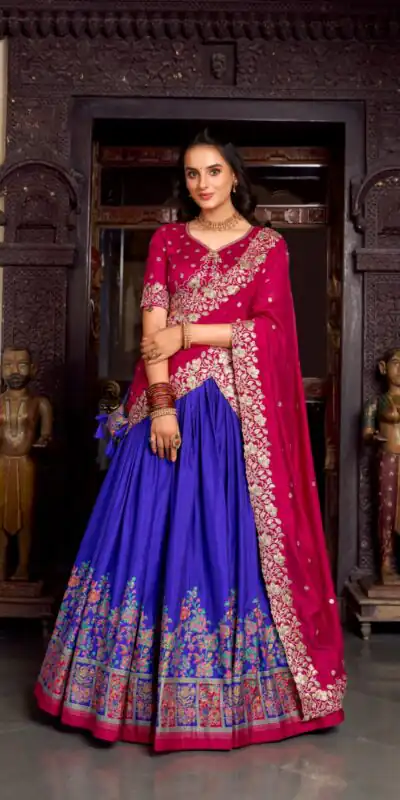 LNB 1238 Blue Color Tasar Silk Printed With Foil Work Lehenga Choli Festive Party Wedding, Events etc. Delivery 4-6 Working Days @2999/- | Lehenga, Bollywood Lehenga, Creative Lehenga, Designer Lehenga, Embroidered Lehenga, Party Wear Lehenga