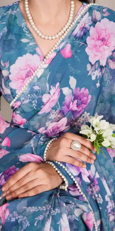 YNF 7010 Blue Color Weightless Marbal Floral Printed Pearl Lace Saree Casual, Wedding, Festive, Events . Expected Delivery  4-6 Working Days @1599/- only                                                                                | Designer Sarees, Embroidered Sarees, Sarees, Bollywood Sarees, Creative Sarees, Ethnic Saree, Modern Digital sarees, Party Wear Sarees