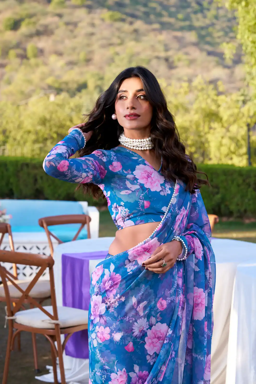 YNF 7010 Blue Color Weightless Marbal Floral Printed Pearl Lace Saree Casual, Wedding, Festive, Events . Expected Delivery  4-6 Working Days @1599/- only                                                                                | Designer Sarees, Embroidered Sarees, Sarees, Bollywood Sarees, Creative Sarees, Ethnic Saree, Modern Digital sarees, Party Wear Sarees