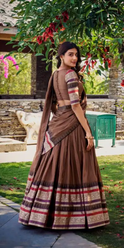 LNB 1902 Brown Color Chanderi Plain With Zari Weaving Work Lehenga Choli Wedding, Party, Festive, Events Etc. Delivery 4-6 Working Days Rs 2099 | Lehenga, Bollywood Lehenga, Creative Lehenga, Designer Lehenga, Embroidered Lehenga, Party Wear Lehenga