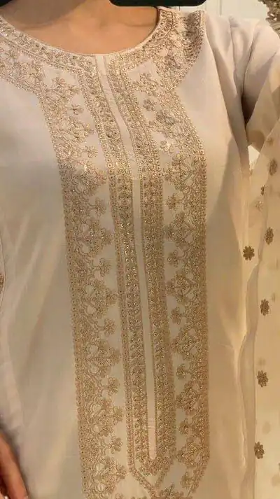LG 1913 Cream Color Roman Silk Sequence Embroidery Work Salwar Suit Casual, Wedding, Festive, Events . Expected Delivery  4-6 Working Days @1999/- only      | Casual Suits, Jump Suits, Salwar suit, Creative suits, Designer Suits, Palazzo Suits, Party Wear Suits, Patiala Suits, Straight Suits