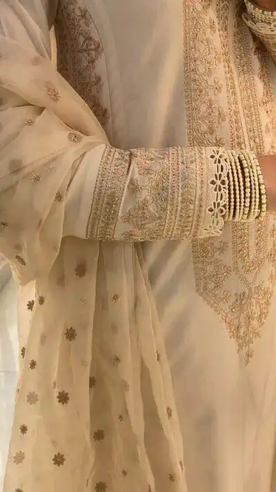 LG 1913 Cream Color Roman Silk Sequence Embroidery Work Salwar Suit Casual, Wedding, Festive, Events . Expected Delivery  4-6 Working Days @1999/- only      | Casual Suits, Jump Suits, Salwar suit, Creative suits, Designer Suits, Palazzo Suits, Party Wear Suits, Patiala Suits, Straight Suits