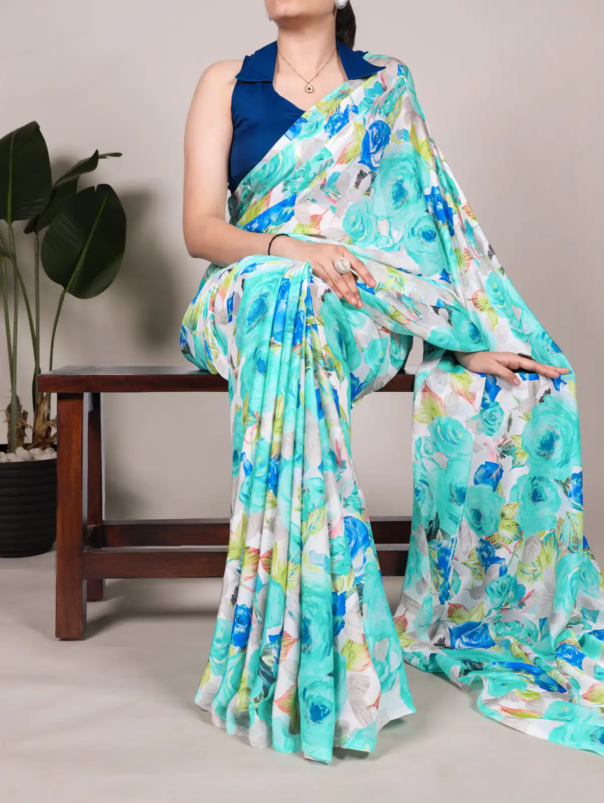 YNF 7017 Firozi Color Dull Satin Floral Printed Saree Casual, Wedding, Festive, Events . Expected Delivery  4-6 Working Days @1499/- only                                                                                | Designer Sarees, Embroidered Sarees, Sarees, Bollywood Sarees, Creative Sarees, Ethnic Saree, Modern Digital sarees, Party Wear Sarees
