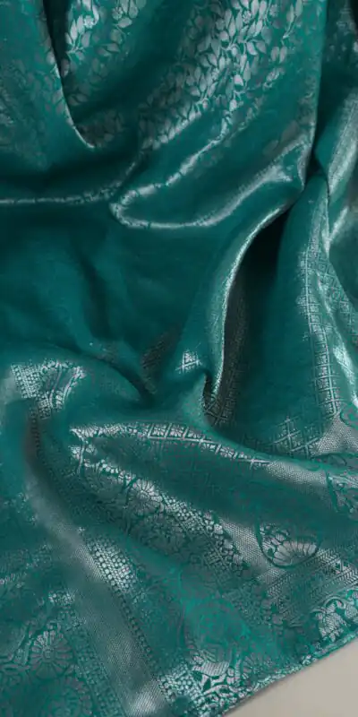 YNF 7404 Firozi Color Kanjivaram Zari Weaving Work Saree Casual, Wedding, Festive, Events . Expected Delivery  4-6 Working Days @1599/- only                                | Designer Sarees, Embroidered Sarees, Sarees, Bollywood Sarees, Creative Sarees, Ethnic Saree, Modern Digital sarees, Party Wear Sarees