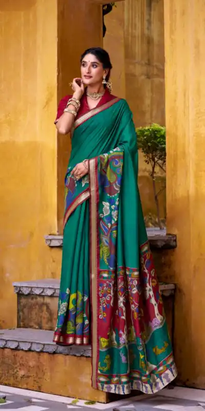 YNF 7048 Firozi Color Polyester Chanderi Kalamkari Weaving Work Saree Casual, Wedding, Festive, Events . Expected Delivery  4-6 Working Days @1499/- only                                | Designer Sarees, Embroidered Sarees, Sarees, Bollywood Sarees, Creative Sarees, Ethnic Saree, Modern Digital sarees, Party Wear Sarees
