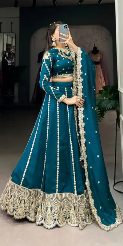 LNB 1418 Firozi Color Vichitra Silk Sequins and Thread Embroidery Work Lehenga Choli Wedding, Party, Festive, Events Etc. Delivery 4-6 Working Days Rs 2999 | Lehenga, Bollywood Lehenga, Creative Lehenga, Designer Lehenga, Embroidered Lehenga, Party Wear Lehenga