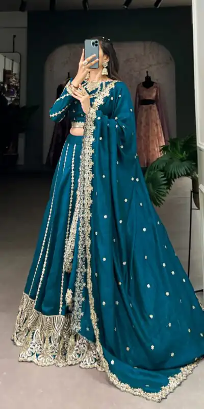 LNB 1418 Firozi Color Vichitra Silk Sequins and Thread Embroidery Work Lehenga Choli Wedding, Party, Festive, Events Etc. Delivery 4-6 Working Days Rs 2999 | Lehenga, Bollywood Lehenga, Creative Lehenga, Designer Lehenga, Embroidered Lehenga, Party Wear Lehenga