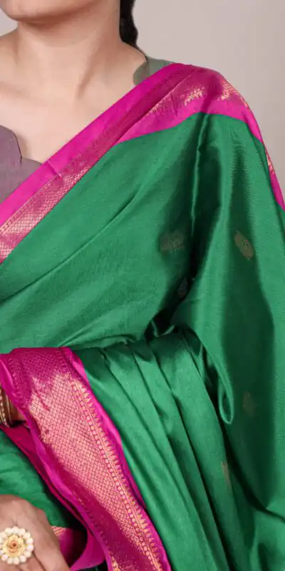 YNF 7406 Green Color Cotton Silk Weaving Work Paithani Concept Saree Casual, Wedding, Festive, Events . Expected Delivery  4-6 Working Days @1449/- only                                                                                | Designer Sarees, Embroidered Sarees, Sarees, Bollywood Sarees, Creative Sarees, Ethnic Saree, Modern Digital sarees, Party Wear Sarees