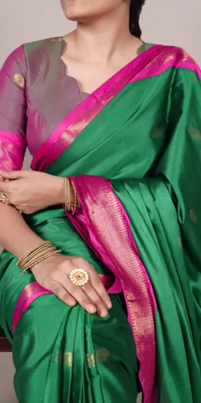 YNF 7406 Green Color Cotton Silk Weaving Work Paithani Concept Saree Casual, Wedding, Festive, Events . Expected Delivery  4-6 Working Days @1449/- only                                                                                | Designer Sarees, Embroidered Sarees, Sarees, Bollywood Sarees, Creative Sarees, Ethnic Saree, Modern Digital sarees, Party Wear Sarees