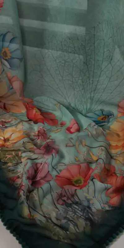 YNF 7009 Green Color Georgette Floral Print With Lace Border Saree Casual, Wedding, Festive, Events . Expected Delivery  4-6 Working Days @1299/- only                                                                                | Designer Sarees, Embroidered Sarees, Sarees, Bollywood Sarees, Creative Sarees, Ethnic Saree, Modern Digital sarees, Party Wear Sarees