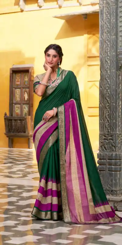 YNF 7049 Green Color Poly Cotton Printed With Zari Weaving Work Saree Casual, Wedding, Festive, Events . Expected Delivery  4-6 Working Days @1699/- only                                                                                | Designer Sarees, Embroidered Sarees, Sarees, Bollywood Sarees, Creative Sarees, Ethnic Saree, Modern Digital sarees, Party Wear Sarees