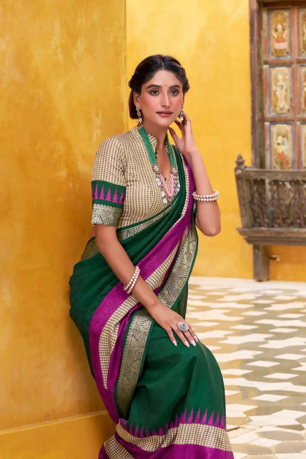 YNF 7049 Green Color Poly Cotton Printed With Zari Weaving Work Saree Casual, Wedding, Festive, Events . Expected Delivery  4-6 Working Days @1699/- only                                                                                | Designer Sarees, Embroidered Sarees, Sarees, Bollywood Sarees, Creative Sarees, Ethnic Saree, Modern Digital sarees, Party Wear Sarees