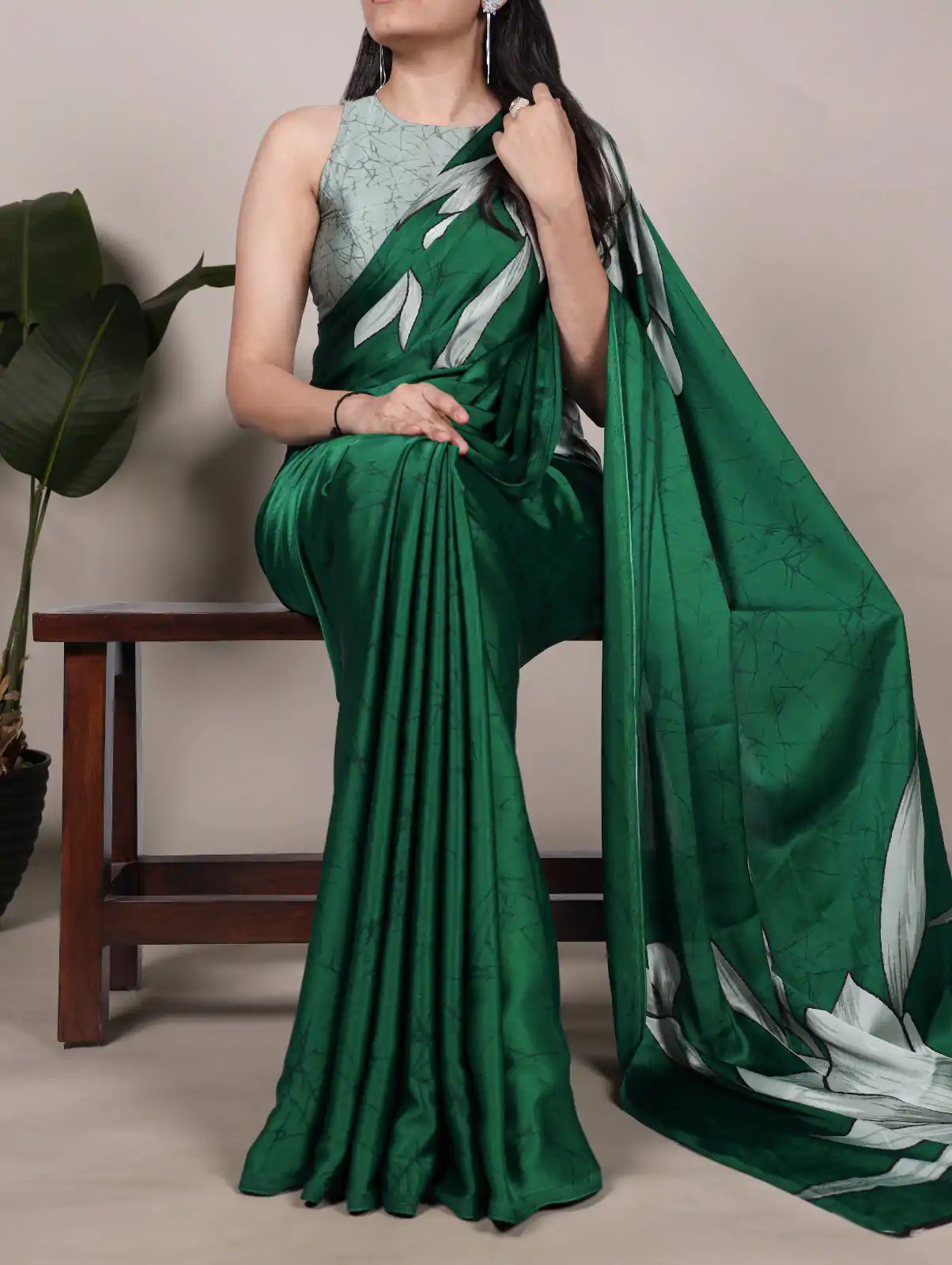 YNF 7054 Green Color Satin Silk Floral Printed Saree Casual, Wedding, Festive, Events . Expected Delivery  4-6 Working Days @1549/- only                                                                                | Designer Sarees, Embroidered Sarees, Sarees, Bollywood Sarees, Creative Sarees, Ethnic Saree, Modern Digital sarees, Party Wear Sarees