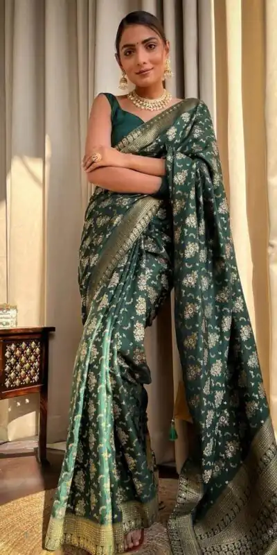 KP 5079 Green Color Soft Lichi Silk Jacquard On All Over Saree Casual, Party Wear, Wedding, Events Etc. Expected Delivery 4-6 Working Days @1449/- | Designer Sarees, Embroidered Sarees, Sarees, Bollywood Sarees, Creative Sarees, Ethnic Saree, Modern Digital sarees, Party Wear Sarees