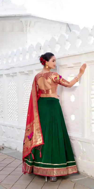 LNB 2016 Green Color Vichitra Silk Plain with Paithni lace border Lehenga Choli Wedding, Party, Festive, Events Etc. Delivery 4-6 Working Days Rs 2999 | Lehenga, Bollywood Lehenga, Creative Lehenga, Designer Lehenga, Embroidered Lehenga, Party Wear Lehenga