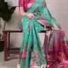 YNF 7024 Green Color Tussar Silk With Viscose Border Floral Printed Saree Casual, Wedding, Festive, Events . Expected Delivery  4-6 Working Days @1699/- only                                                                                | Designer Sarees, Embroidered Sarees, Sarees, Bollywood Sarees, Creative Sarees, Ethnic Saree, Modern Digital sarees, Party Wear Sarees