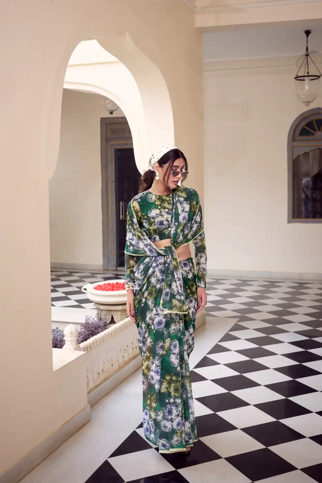 YNF 7042 Green Color Weightless Marbal Floral Printed Lace Border Saree Casual, Wedding, Festive, Events . Expected Delivery  4-6 Working Days @1549/- only                                                                                | Designer Sarees, Embroidered Sarees, Sarees, Bollywood Sarees, Creative Sarees, Ethnic Saree, Modern Digital sarees, Party Wear Sarees