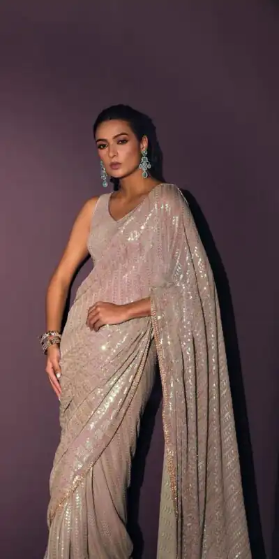DF 3416 Grey Color Georgette Rainbow Sequins Embroidery Work Saree Casual, Wedding, Festive, Events . Expected Delivery  4-6 Working Days @1799/- only                                                                                | Designer Sarees, Embroidered Sarees, Sarees, Bollywood Sarees, Creative Sarees, Ethnic Saree, Modern Digital sarees, Party Wear Sarees