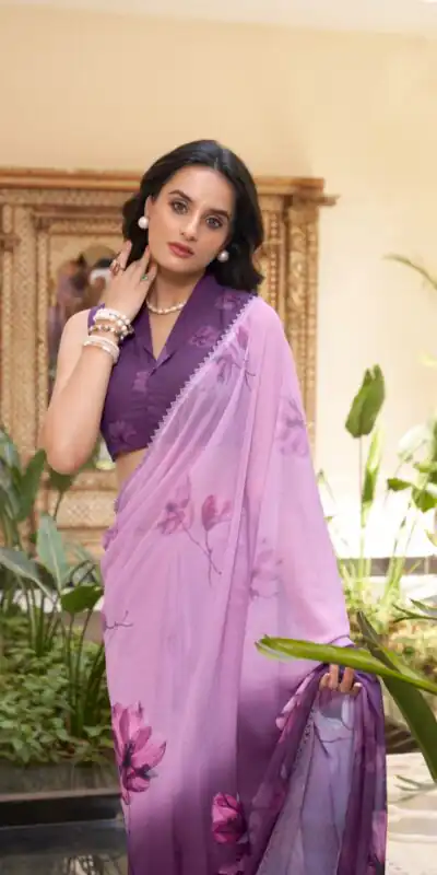 YNF 7038 Lavender Color Weightless Marbal Floral Printed Lace Saree Casual, Wedding, Festive, Events . Expected Delivery  4-6 Working Days @1549/- only                                                                                | Designer Sarees, Embroidered Sarees, Sarees, Bollywood Sarees, Creative Sarees, Ethnic Saree, Modern Digital sarees, Party Wear Sarees