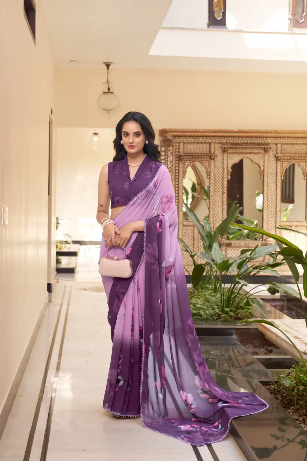 YNF 7038 Lavender Color Weightless Marbal Floral Printed Lace Saree Casual, Wedding, Festive, Events . Expected Delivery  4-6 Working Days @1549/- only                                                                                | Designer Sarees, Embroidered Sarees, Sarees, Bollywood Sarees, Creative Sarees, Ethnic Saree, Modern Digital sarees, Party Wear Sarees