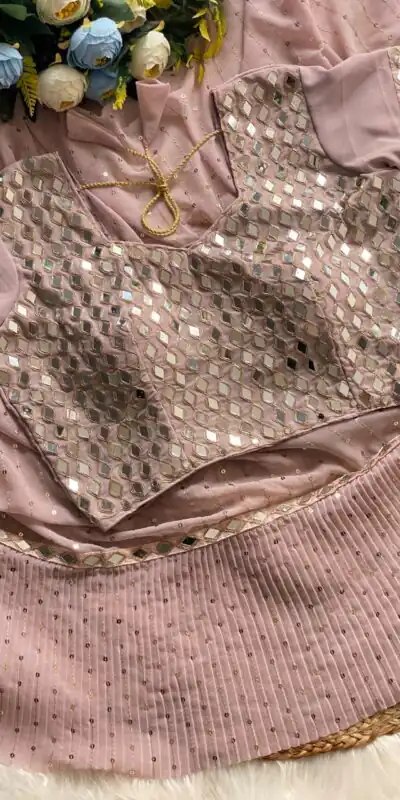 DF 3455 Light Peach Color Faux Georgette Embroidery Sequins Work Saree Casual, Wedding, Festive, Events . Expected Delivery  4-6 Working Days @1999/- only                                                                                | Designer Sarees, Embroidered Sarees, Sarees, Bollywood Sarees, Creative Sarees, Ethnic Saree, Modern Digital sarees, Party Wear Sarees