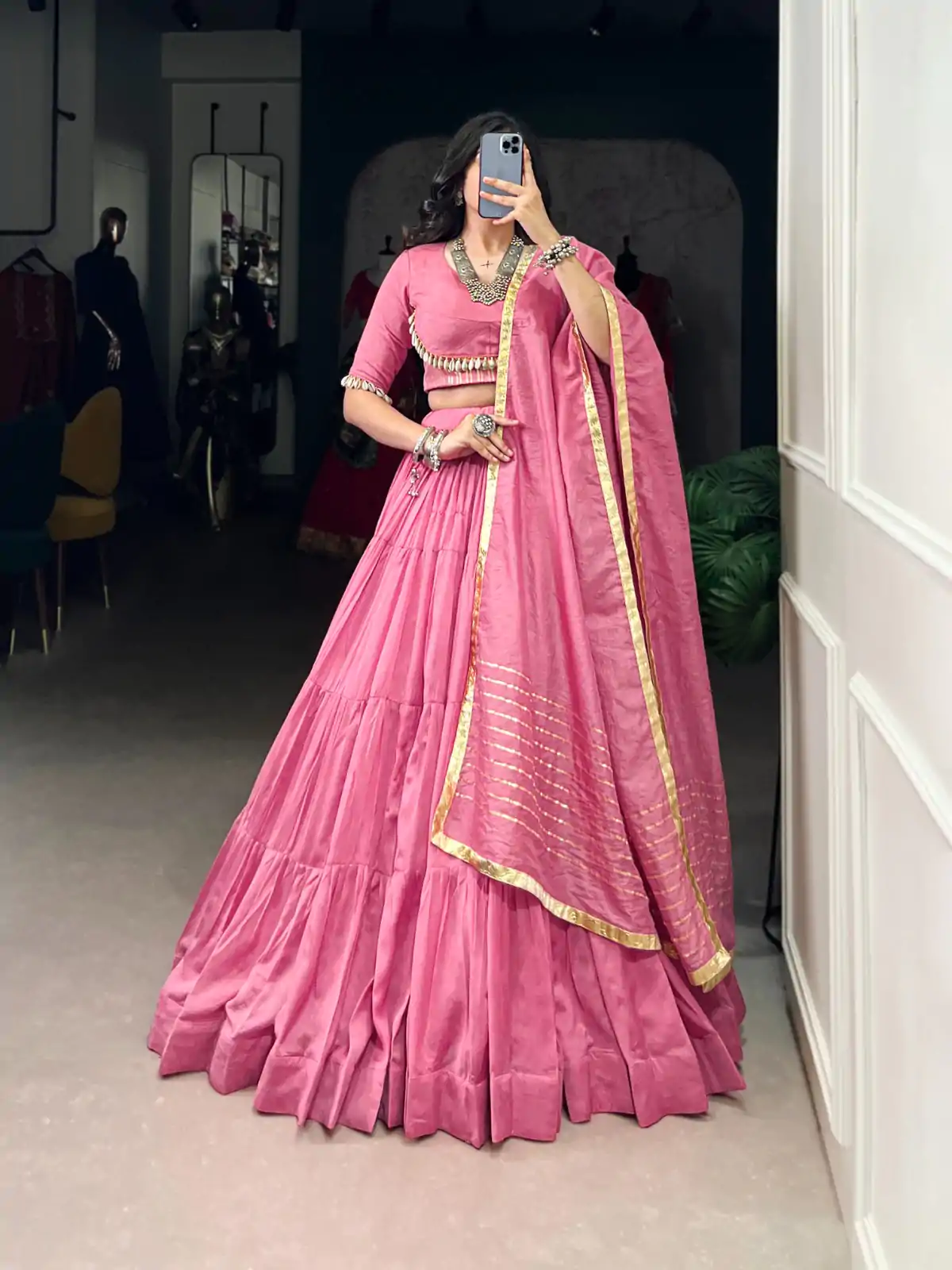 LNB 1609 Light Pink Color Pure Chanderi Plain Lehenga Choli Wedding, Party, Festive, Events Etc. Delivery 4-6 Working Days Rs 2999 | Lehenga, Bollywood Lehenga, Creative Lehenga, Designer Lehenga, Embroidered Lehenga, Party Wear Lehenga