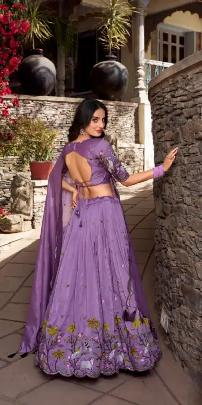 LNB 1423 Light Purple Color Vichitra Simmer and Thread Embroidery Work Lehenga Choli Wedding, Party, Festive, Events Etc. Delivery 4-6 Working Days Rs 3199 | Lehenga, Bollywood Lehenga, Creative Lehenga, Designer Lehenga, Embroidered Lehenga, Party Wear Lehenga