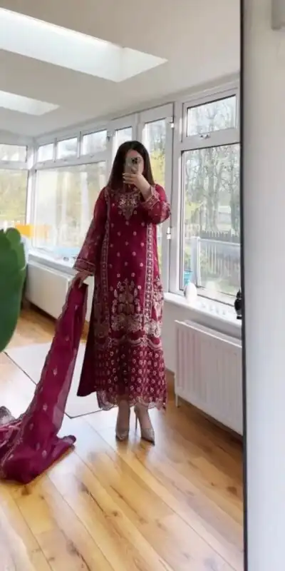 BE 383 Maroon Color Georgette Embroidery Diamond Work Salwar Suit Casual, Wedding, Festive, Events . Expected Delivery  4-6 Working Days @1999/- only      | Casual Suits, Jump Suits, Salwar suit, Creative suits, Designer Suits, Palazzo Suits, Party Wear Suits, Patiala Suits, Straight Suits