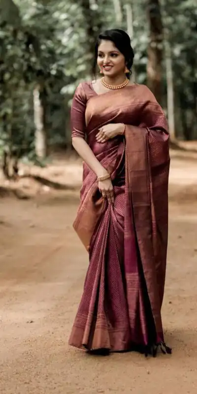 KP 3075 Maroon Soft Lichi Silk Whit Designer Jacquard Work in Saree it Grab for ₹1399. Delivery 4-6 Working Days. Shop now. | Designer Sarees, Embroidered Sarees, Sarees, Bollywood Sarees, Creative Sarees, Ethnic Saree, Modern Digital sarees, Party Wear Sarees